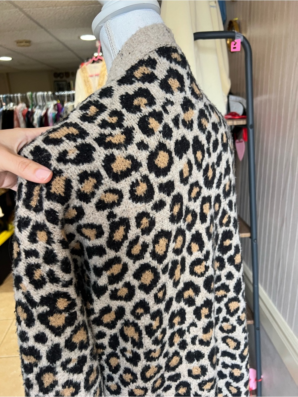 Lulu's Beige Leopard Print Open-Front Cardigan - Picture 7 of 12